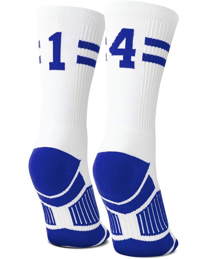 Classic Stripe Team Number Socks | Woven Mid-Calf | White & Royal 14 Or 41 $10.61 Activewear