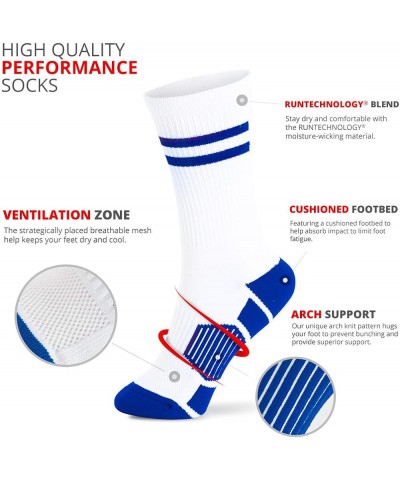 Classic Stripe Team Number Socks | Woven Mid-Calf | White & Royal 14 Or 41 $10.61 Activewear