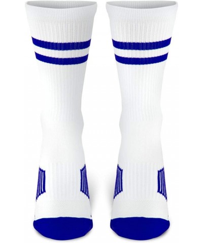 Classic Stripe Team Number Socks | Woven Mid-Calf | White & Royal 14 Or 41 $10.61 Activewear