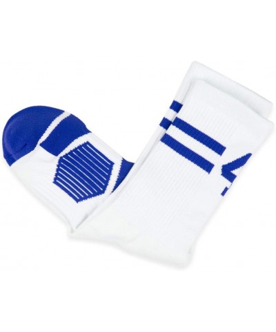 Classic Stripe Team Number Socks | Woven Mid-Calf | White & Royal 14 Or 41 $10.61 Activewear