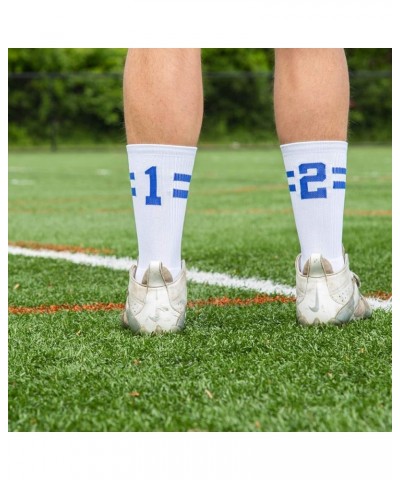 Classic Stripe Team Number Socks | Woven Mid-Calf | White & Royal 14 Or 41 $10.61 Activewear