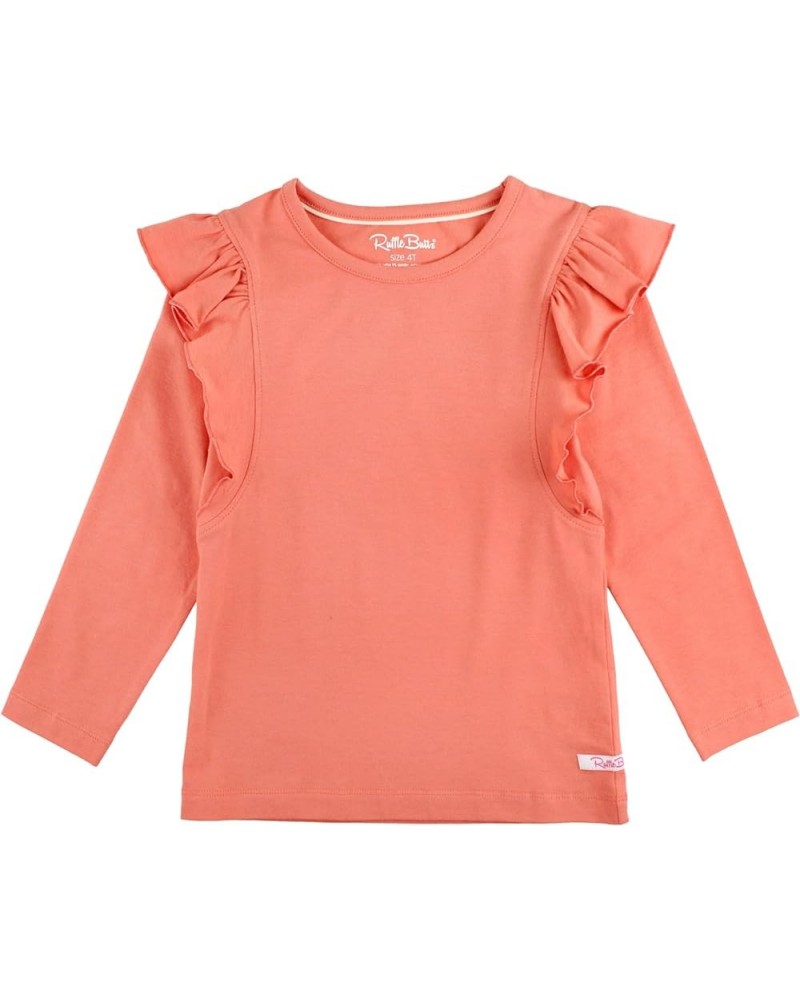 RuffleButts® Baby/Toddler Girls Ruffled Knit Top w/Bell Sleeve Poppy Passion $8.69 Tanks