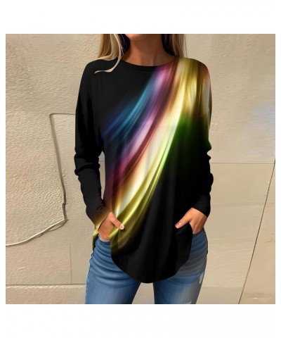 Long Sleeve Shirts for Women Crop Top Tee Fall Tops 2023 Trendy Fashion Casual Print Pullover Blouse Womens Tops C-gold $10.0...