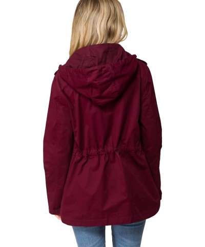 Women's Lightweight Front Zipper Solid Utility Anorak Hoodie Vest/Jacket Burgundy $17.08 Jackets