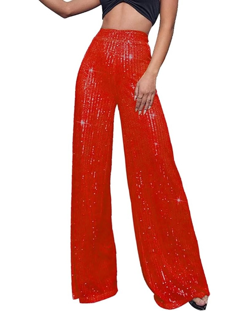 Women's High Waisted Sequin Loose Drape Wide Leg Pants Fashion Casual Pants Plus Size Snow Pants for Women Rd1 $13.17 Pants