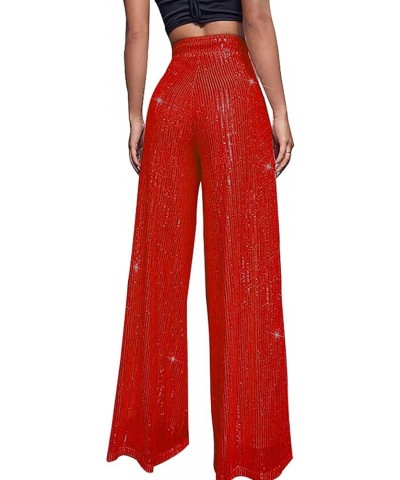 Women's High Waisted Sequin Loose Drape Wide Leg Pants Fashion Casual Pants Plus Size Snow Pants for Women Rd1 $13.17 Pants