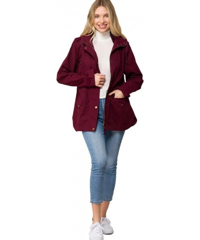 Women's Lightweight Front Zipper Solid Utility Anorak Hoodie Vest/Jacket Burgundy $17.08 Jackets