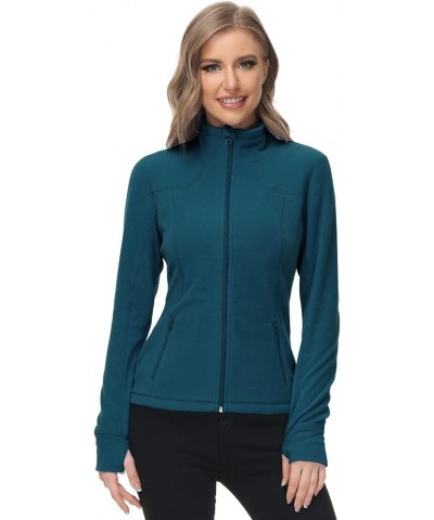 Women's Lightweight Soft Fleece Athletic Running Track Jackets Slim Fit Workout Jacket with Thumb Holes Green $17.27 Jackets