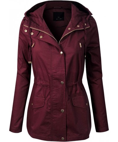 Women's Lightweight Front Zipper Solid Utility Anorak Hoodie Vest/Jacket Burgundy $17.08 Jackets