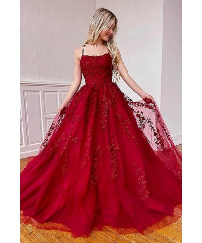 Prom Dresses Long Ball Gown for Women Spaghetti Straps Tulle A-Line Sexy Backless Formal Party Gowns with Pockets Red $49.39 ...