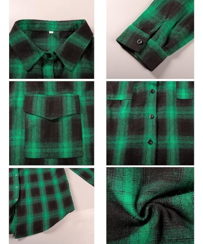 Womens Flannel Plaid Shirts Oversized Lightweight Buffalo Plaid Button Down Shirt Blouse Tops 02 Green $16.23 Blouses