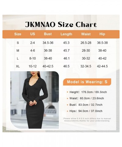 Women's 2024 Long Sleeve Ribbed Knit Sweater Dress V Neck Casual Bodycon Midi Dresses Black $23.76 Sweaters