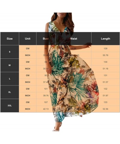 Beach Dresses for Women,2024 Spring Summer Trendy Elegant Wrap V Neck Floral Boho Dress,Flowy Ruched Hawaiian Maxi Dress B-na...