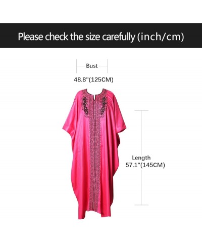 Loose African Dresses for Women,Hot Drilling Full Gown Embroidery Maxi Dress Pink $29.69 Dresses