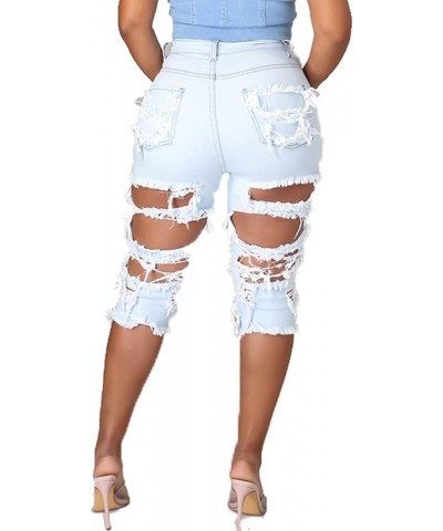 Shorts Jeans for Women High Waisted Washed Distressed Frayed Ripped Hole Stretchy Denim Jeans with Pockets Pz2517lightblue $1...