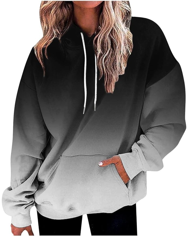 Women's Lightweight Pullover Hoodies Casual Long Sleeve Sweatshirts Tops with Pocket Black $16.25 Hoodies & Sweatshirts