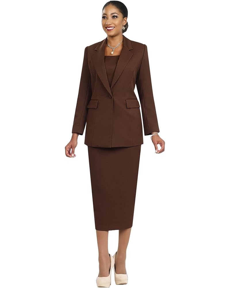 Women Two-Piece Skirt Suit Set | Business Skirt with Long Sleeve Jacket and Gloves for Church Groups by Ben Mark | BM2295 Cho...