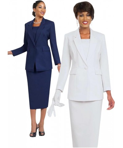 Women Two-Piece Skirt Suit Set | Business Skirt with Long Sleeve Jacket and Gloves for Church Groups by Ben Mark | BM2295 Cho...