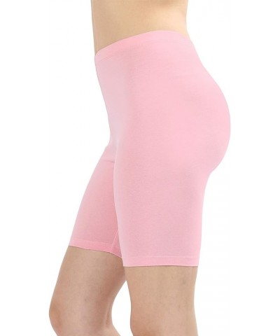 Womens & Plus Soft Cotton Stretch Knee Length Fitness Sport Biker Shorts Leggings Dusty Pink $11.68 Activewear