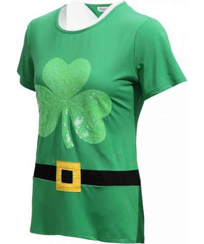 Womens Sequins Embroidery T Shirt for St. Patrick's Day/Valentines Day/ 4th of July Green $10.08 T-Shirts