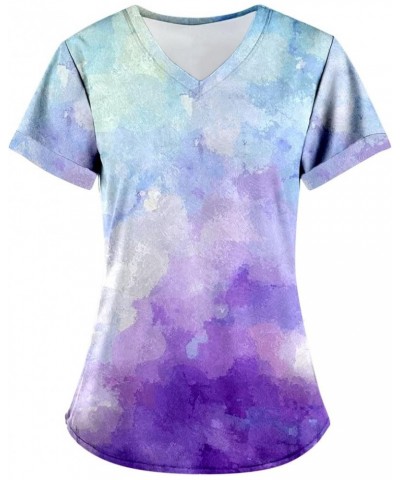 Summer Tops for Women Trendy, Women's Basic V Neck Short Sleeve T Shirts Summer Casual Tops Tunics for Leggings X05-purple $6...