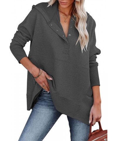 Womens Oversized Hoodies and Sweatshirt V Neck Button up Loose Fit Henley Shirt 2022 Fall Fashion D-dark Grey $21.55 Hoodies ...