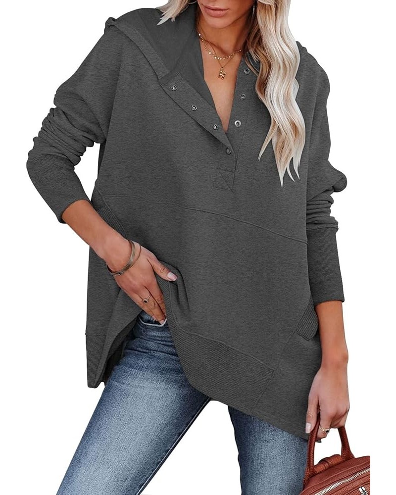 Womens Oversized Hoodies and Sweatshirt V Neck Button up Loose Fit Henley Shirt 2022 Fall Fashion D-dark Grey $21.55 Hoodies ...