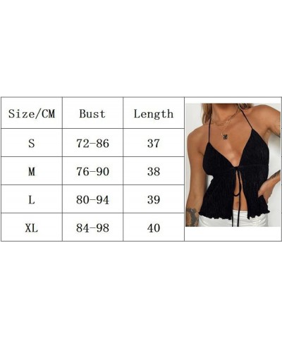 Cami Tops for Women Cropped Front Tie Tank Top Y2K Sleeveless V Neck Open Front Crop Top Summer Streetwear Green-ribbed $8.09...