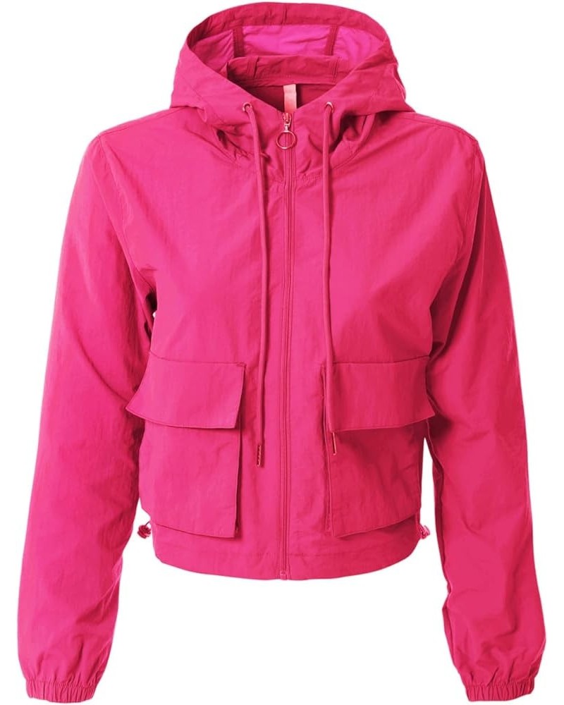 Women's Lightweight Y2K Cropped Jackets Yoga Quick Dry Windbreaker Zipper Jackets Workout Running Hoodie Jackets A Fuchsia $1...