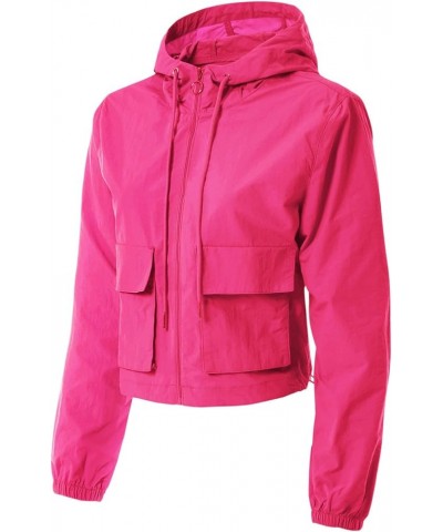 Women's Lightweight Y2K Cropped Jackets Yoga Quick Dry Windbreaker Zipper Jackets Workout Running Hoodie Jackets A Fuchsia $1...