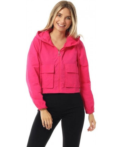 Women's Lightweight Y2K Cropped Jackets Yoga Quick Dry Windbreaker Zipper Jackets Workout Running Hoodie Jackets A Fuchsia $1...