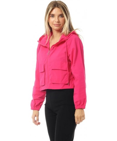 Women's Lightweight Y2K Cropped Jackets Yoga Quick Dry Windbreaker Zipper Jackets Workout Running Hoodie Jackets A Fuchsia $1...