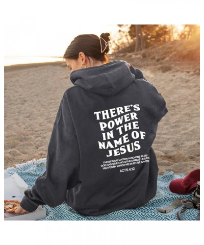 Graphic Hoodies For Women There'S Power In The Name Of Jesus Sweatshirt With Pocket Drop Shoulder Drawstring Christian Hooded...