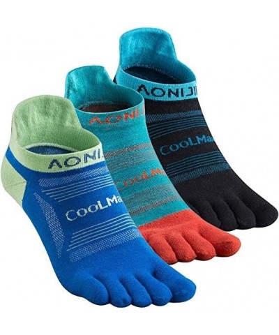 Running Ankle Toe Socks for Men and Women Lightweight Coolmax High Performance Five Finger Athletic Socks A: 3 Pairs/Black, T...