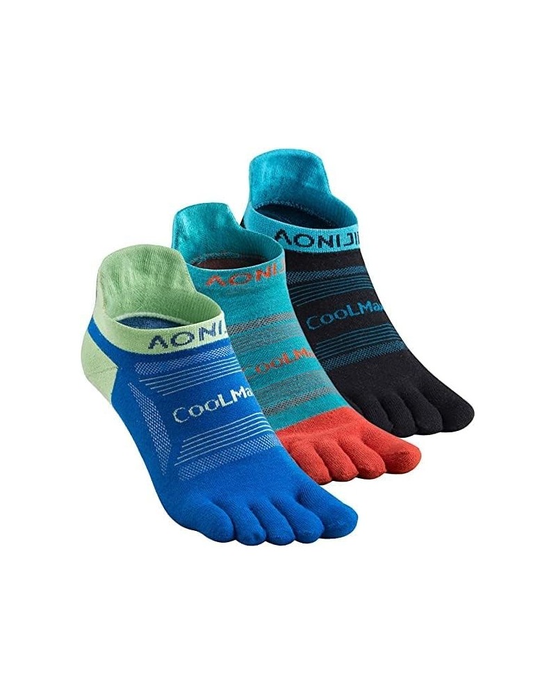 Running Ankle Toe Socks for Men and Women Lightweight Coolmax High Performance Five Finger Athletic Socks A: 3 Pairs/Black, T...