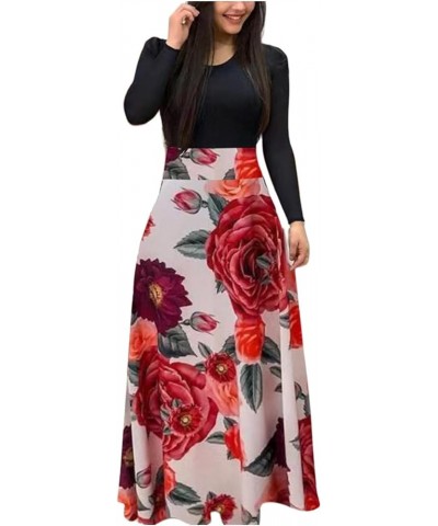 Women's Maxi Dresses Floral Vintage Elegant Long Dress Tunic Waisted Sundress Winter Casual Slim Fit Midi Dress C-04 $8.24 Dr...