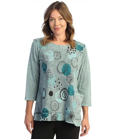 Mineral Washed Tunic Top - M94 Magic Dots Teal $40.05 Others