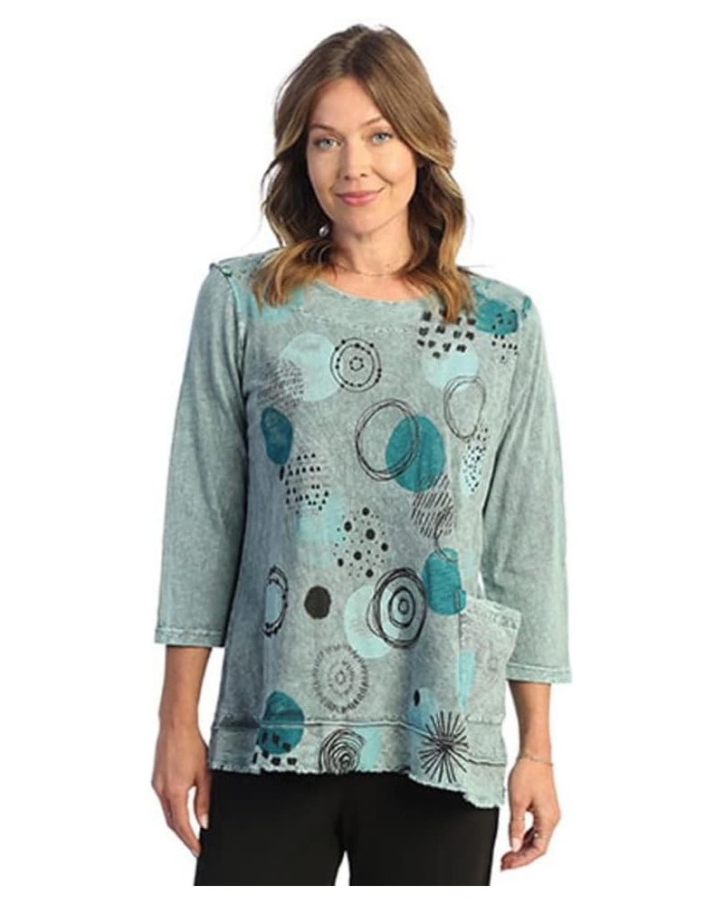 Mineral Washed Tunic Top - M94 Magic Dots Teal $40.05 Others