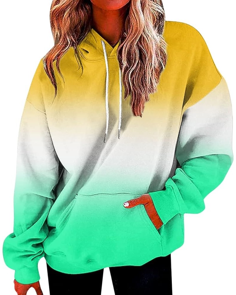 Oversized Graphic Hooded Sweatshirts for Women Loose Fit Long Sleeve Drawstring Hoodies Comfy Casual Fall Clothes A3-yellow $...