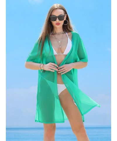 Soul Young Sheer Cover Ups for Swimwear Women White Kimono Beach Coverup Black Green $9.20 Swimsuits