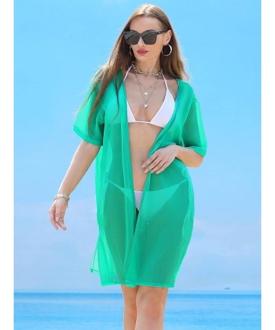 Soul Young Sheer Cover Ups for Swimwear Women White Kimono Beach Coverup Black Green $9.20 Swimsuits