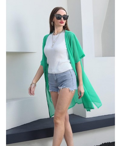 Soul Young Sheer Cover Ups for Swimwear Women White Kimono Beach Coverup Black Green $9.20 Swimsuits