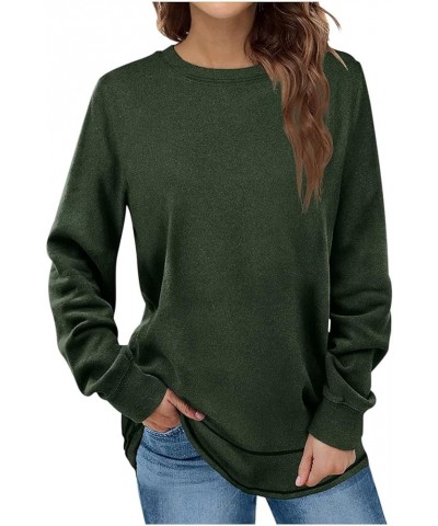 Fall Fashion Clothes for Women Loose Fit Dressy Casual Long Sleeve Soft Crewneck T Shirts 2023 01-army Green $8.47 T-Shirts