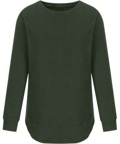 Fall Fashion Clothes for Women Loose Fit Dressy Casual Long Sleeve Soft Crewneck T Shirts 2023 01-army Green $8.47 T-Shirts