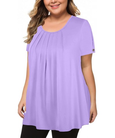 Women's Plus Size Tops Short Sleeve Flowy Shirts Casual Blouses Tunic Tops L-4XL Lavender $10.99 Tops