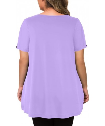 Women's Plus Size Tops Short Sleeve Flowy Shirts Casual Blouses Tunic Tops L-4XL Lavender $10.99 Tops