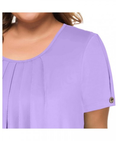 Women's Plus Size Tops Short Sleeve Flowy Shirts Casual Blouses Tunic Tops L-4XL Lavender $10.99 Tops