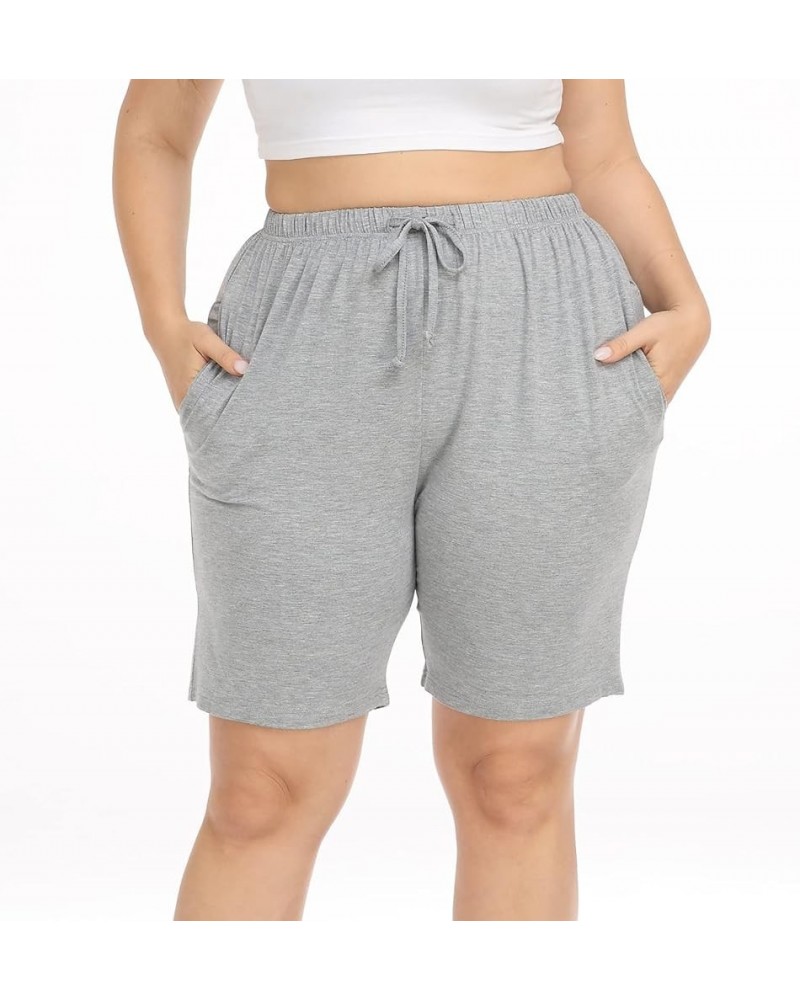 Women's Plus Size Casual Shorts Yoga Lounge Athletic Shorts Pajama Walking Workout Shorts with Pockets Light Grey $8.24 Activ...