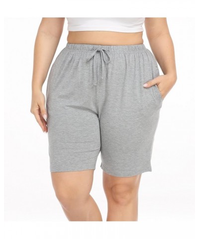 Women's Plus Size Casual Shorts Yoga Lounge Athletic Shorts Pajama Walking Workout Shorts with Pockets Light Grey $8.24 Activ...