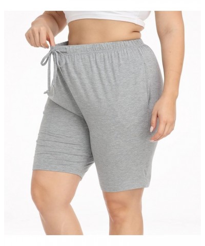 Women's Plus Size Casual Shorts Yoga Lounge Athletic Shorts Pajama Walking Workout Shorts with Pockets Light Grey $8.24 Activ...